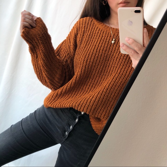 Kanzler Sweaters - CHENILLE CABLE KNIT SWEATER — In Rust